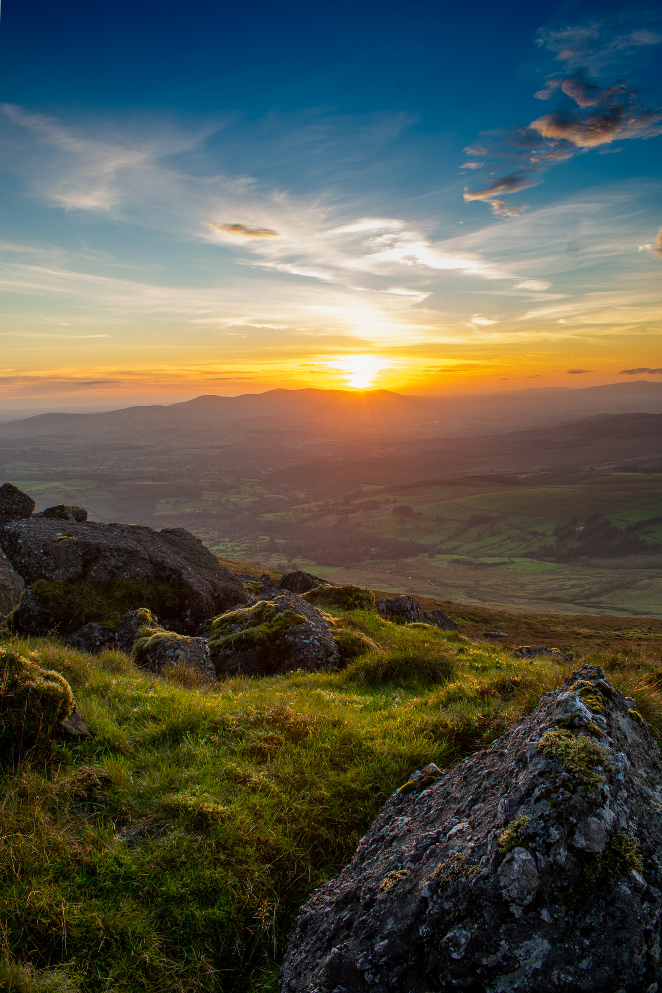 Sun setting behind the Knockmealdown Mts.