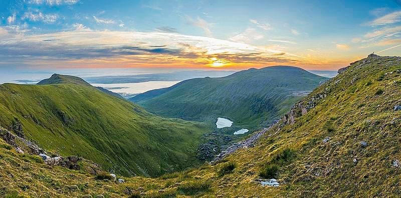 Sunrise panorama taking in a number of peaks